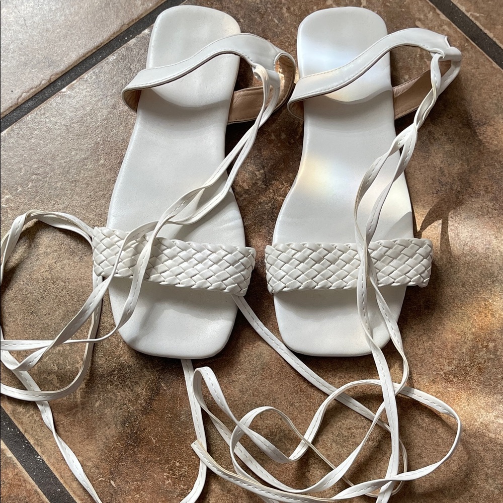 SHEIN White Braided Strap Sandals